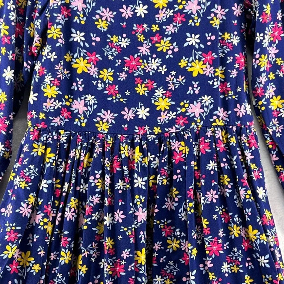 Sergent Major Dress Sz 146cm 11Y A-Line Floral Button Front Ruffled Pleated Blue - Picture 7 of 13